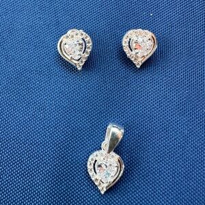 New Set 925 Italy Sterling Silver elegant Earrings and Pendant